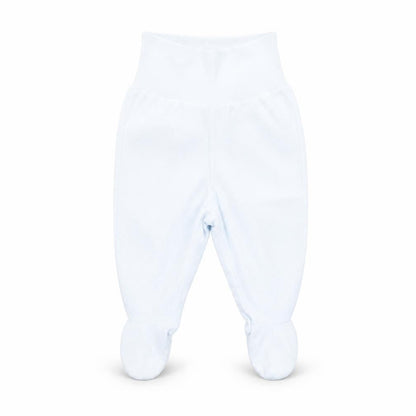 Front view of Tutto Piccolo boys’ blue sweatpants, size 6-9, months
