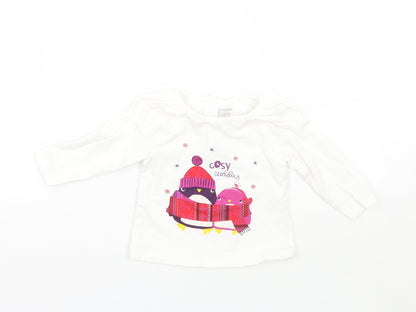 Mini Club Girls White Geometric  Basic T-Shirt Size 3-6 Months