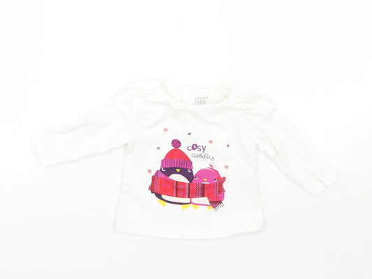 Mini Club Girls White Geometric  Basic T-Shirt Size 3-6 Months