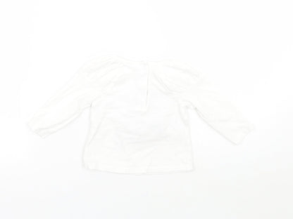Mini Club Girls White Geometric  Basic T-Shirt Size 3-6 Months