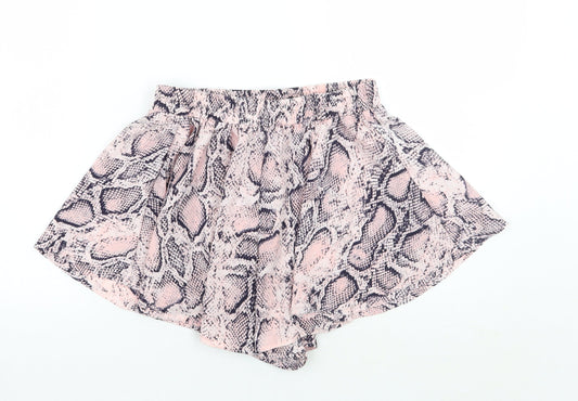PRETTYLITTLETHING Womens Pink Animal Print  Bermuda Shorts Size 6