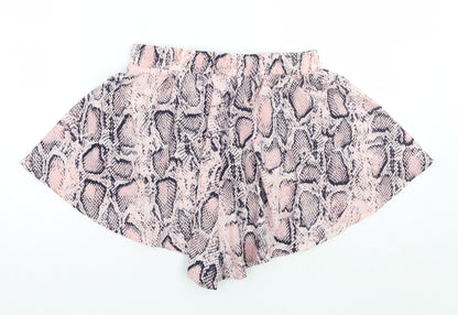 PRETTYLITTLETHING Womens Pink Animal Print  Bermuda Shorts Size 6
