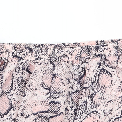PRETTYLITTLETHING Womens Pink Animal Print  Bermuda Shorts Size 6