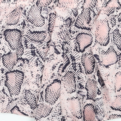 PRETTYLITTLETHING Womens Pink Animal Print  Bermuda Shorts Size 6