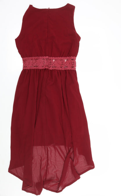 Back view of Emamoda women’s red a-line, size M