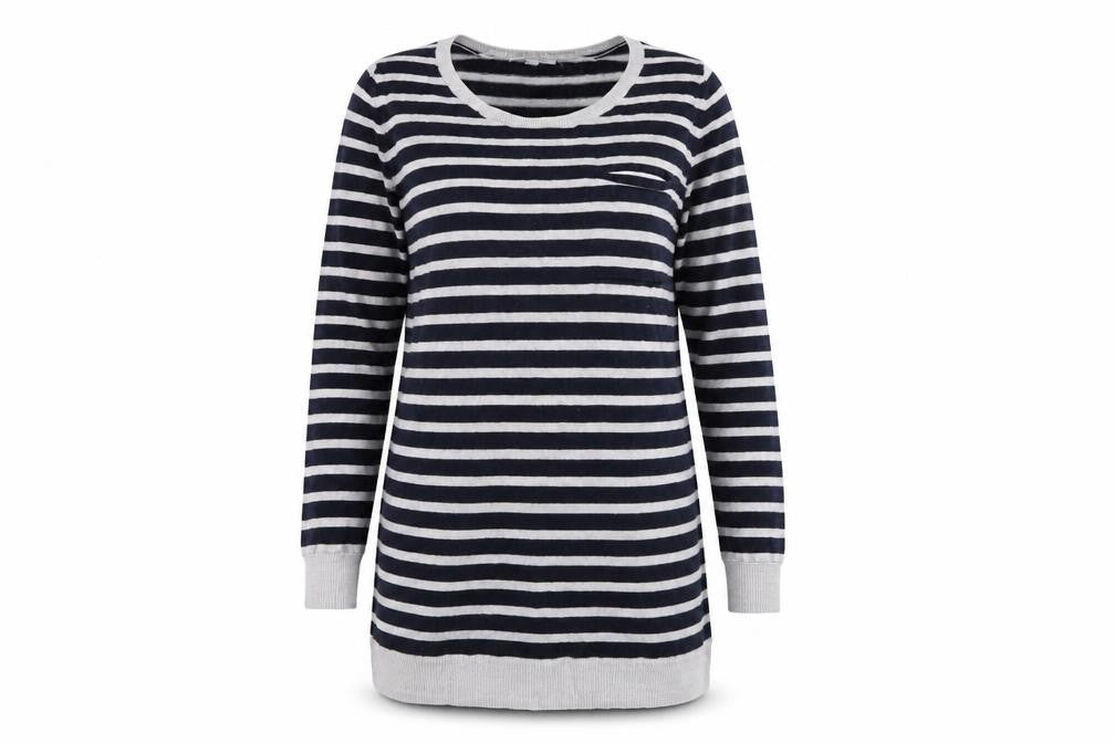 Front view of Gap women’s multicoloured striped jumper dress, size M