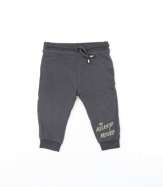 Disney Baby Grey   Jogger Trousers Size 9 Months  - Mickey Mouse
