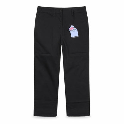 Front view of woose women’s black trousers, size UK 12, 23-inch leg