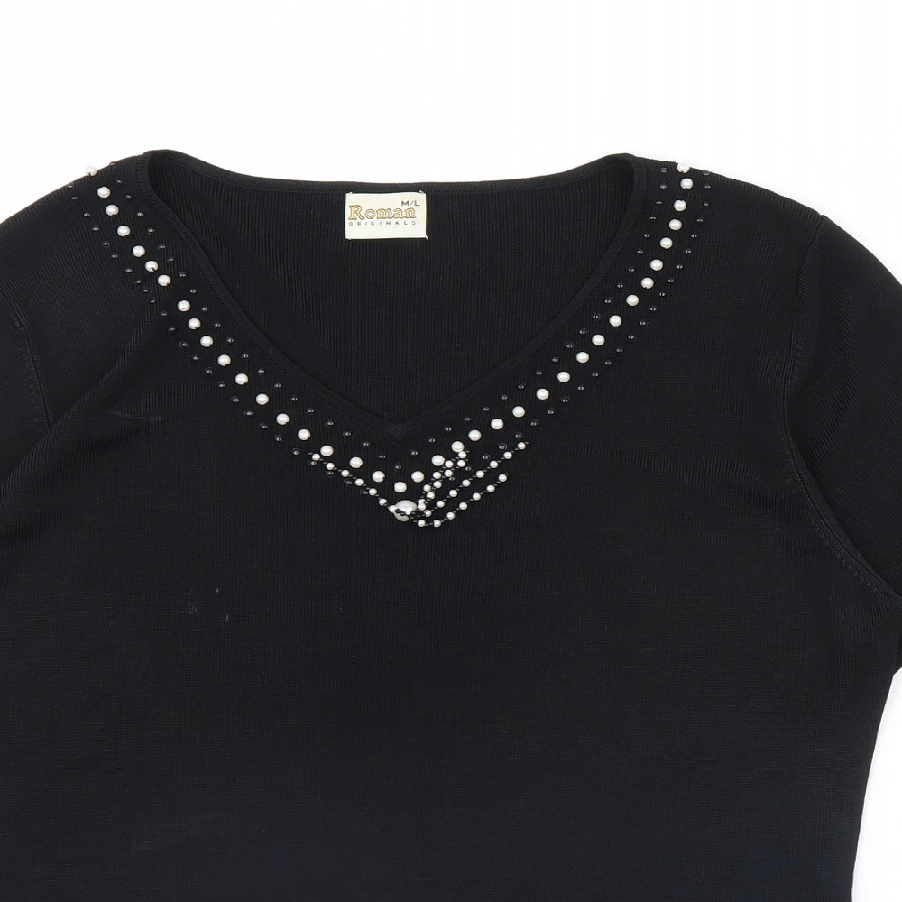 Womens UK Size M Roman Black Pullover Jumper