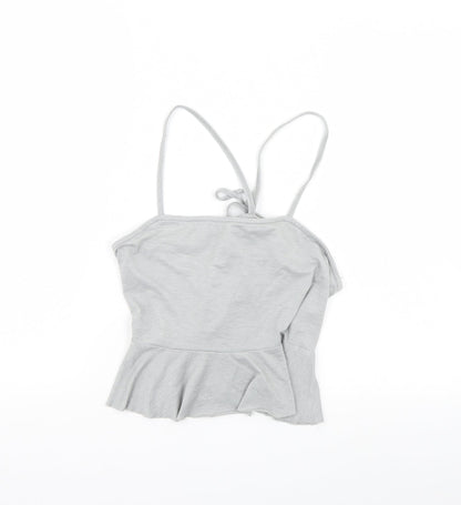 Womens UK Size 10 River Island Grey Cropped Tank