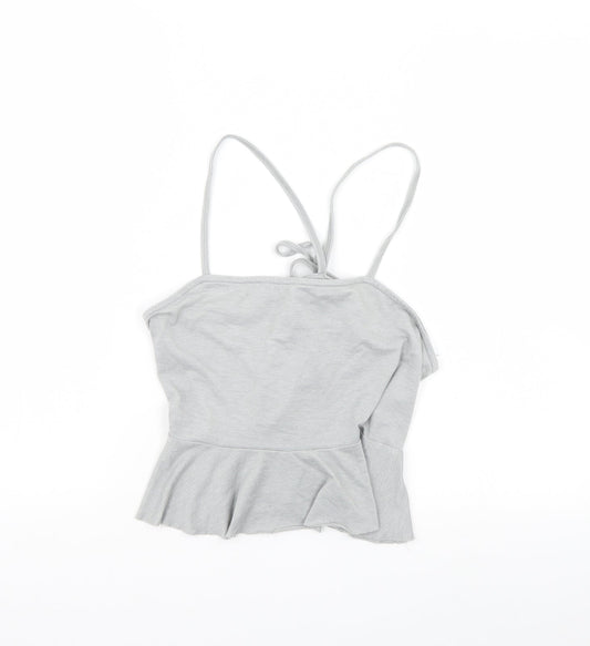 Womens UK Size 10 River Island Grey Cropped Tank