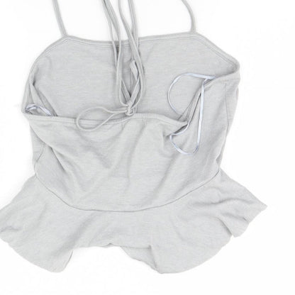 Womens UK Size 10 River Island Grey Cropped Tank