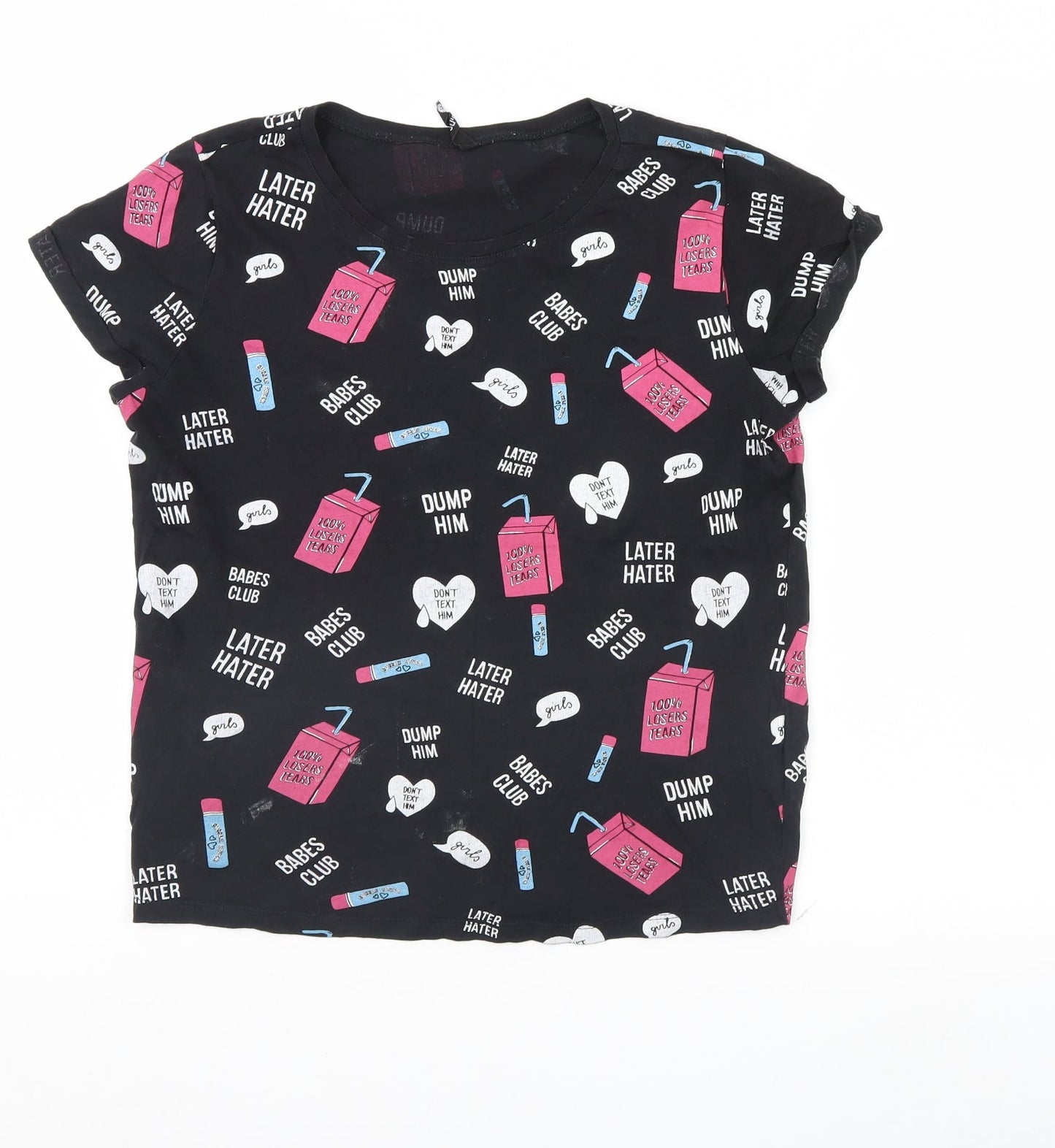 Womens UK Size S Sinsay Black Basic T-Shirt
