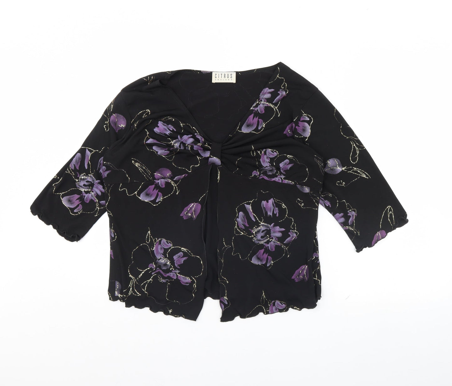 Womens UK Size 16 Citrus Black Basic Blouse