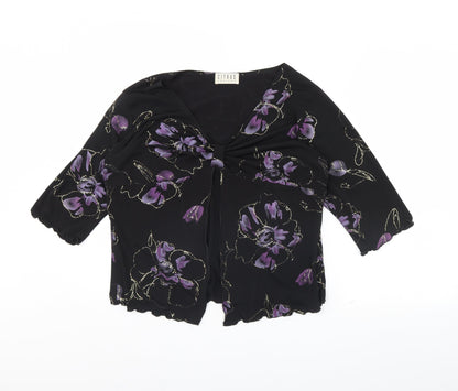Womens UK Size 16 Citrus Black Basic Blouse