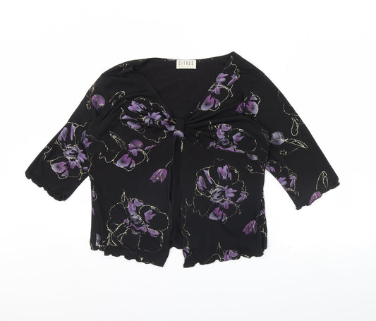 Womens UK Size 16 Citrus Black Basic Blouse