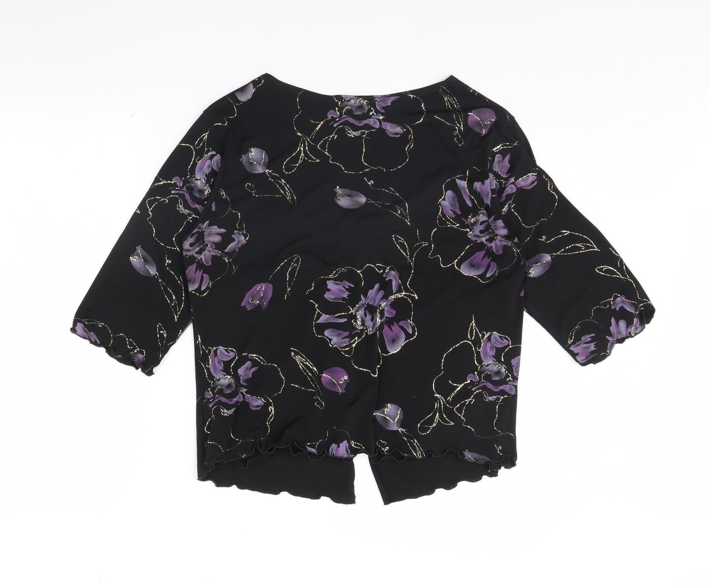Womens UK Size 16 Citrus Black Basic Blouse