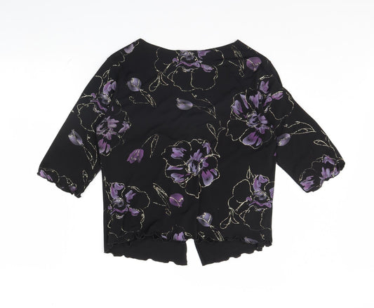 Womens UK Size 16 Citrus Black Basic Blouse