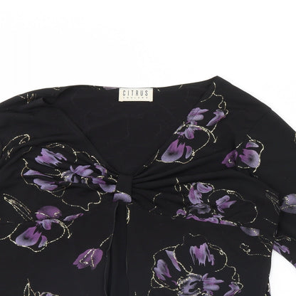 Womens UK Size 16 Citrus Black Basic Blouse