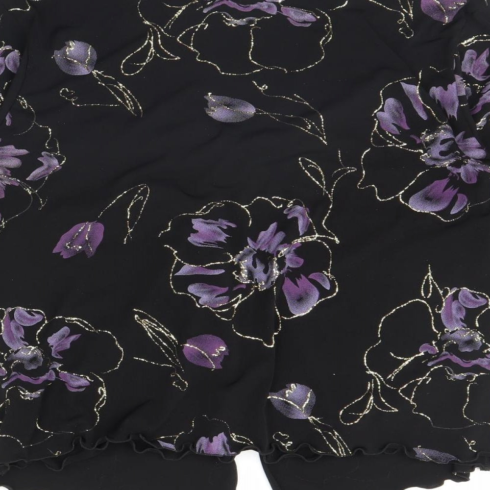 Womens UK Size 16 Citrus Black Basic Blouse