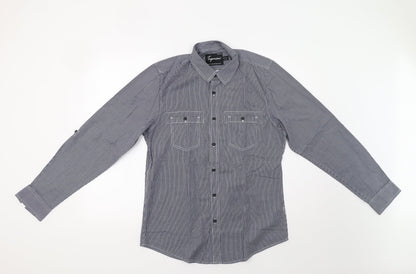 Topman Mens Blue Striped   Button-Up Size M