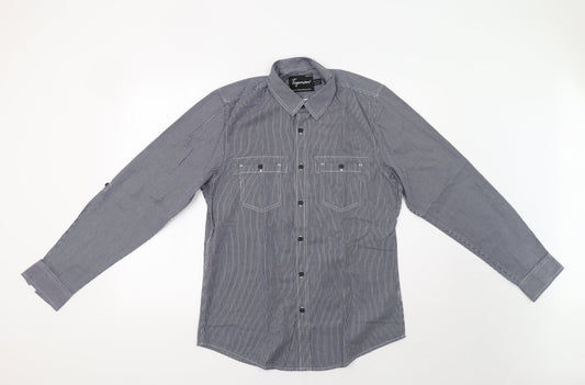 Topman Mens Blue Striped   Button-Up Size M