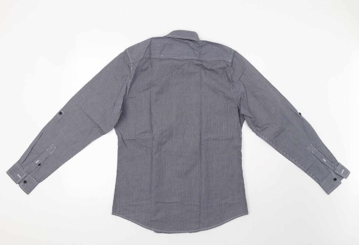 Topman Mens Blue Striped   Button-Up Size M