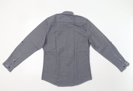 Topman Mens Blue Striped   Button-Up Size M