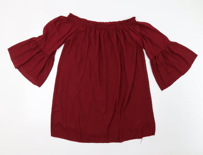 Womens UK Size M Zanzea Red Basic Blouse