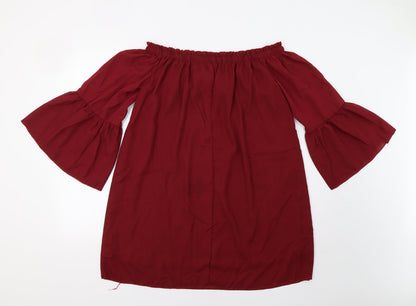 Womens UK Size M Zanzea Red Basic Blouse