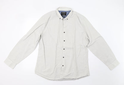 Mens UK Size XL Burton Grey  Button-Up Long Sleeve Casual Shirt
