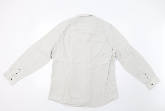 Mens UK Size XL Burton Grey  Button-Up Long Sleeve Casual Shirt