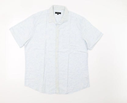 Mens UK Size L New Look Blue  Button-Up Short Sleeve Casual Shirt