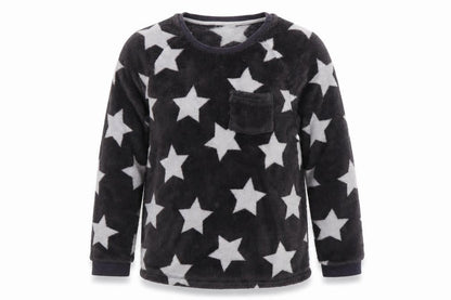 Front view of George girls’ grey top pyjama set, size 9-10, years - star print