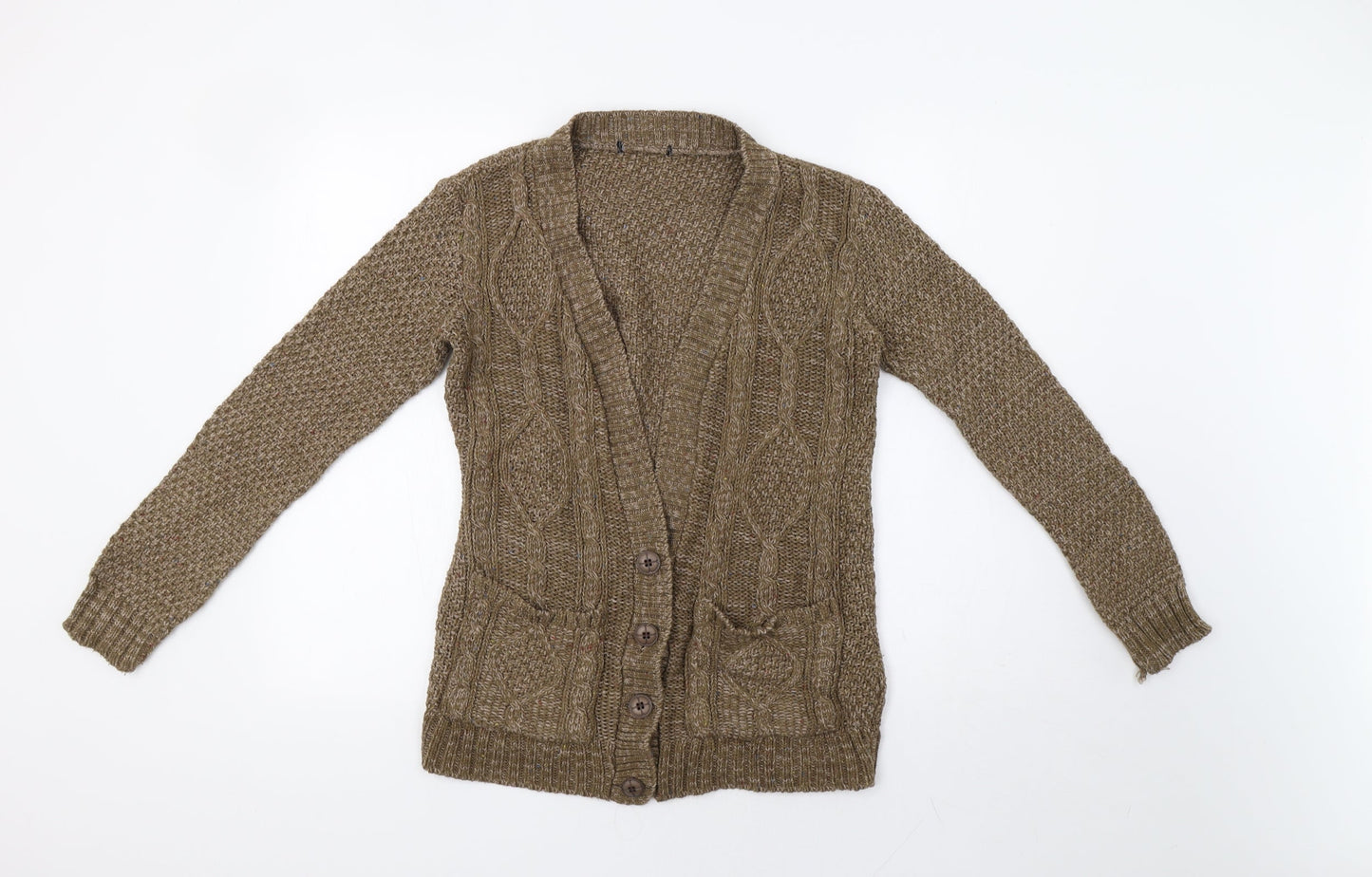 Womens UK Size S Preworn Brown Cardigan Jumper