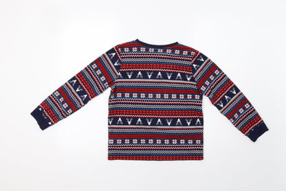 F&F Girls Red Fair Isle  Top Pyjama Top Size 9-10 Years