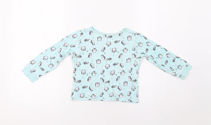 George Girls Blue   Top Pyjama Top Size 3-4 Years  - Penguin Print