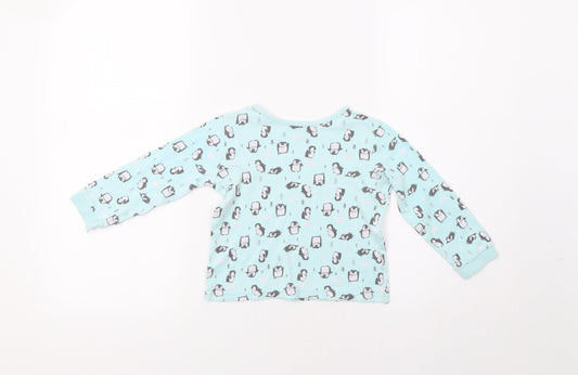George Girls Blue   Top Pyjama Top Size 3-4 Years  - Penguin Print