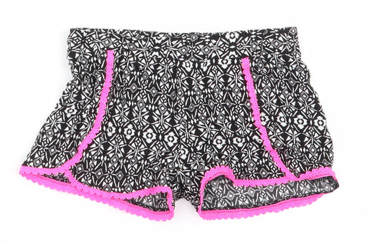 Primark Girls Black Floral  Paperbag Shorts Size 8-9 Years