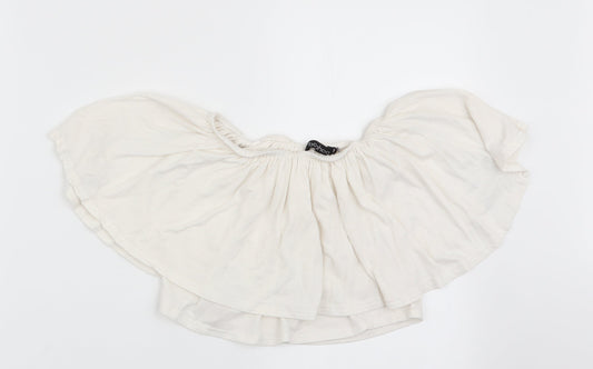 Boohoo Womens Ivory   Cropped T-Shirt Size 6