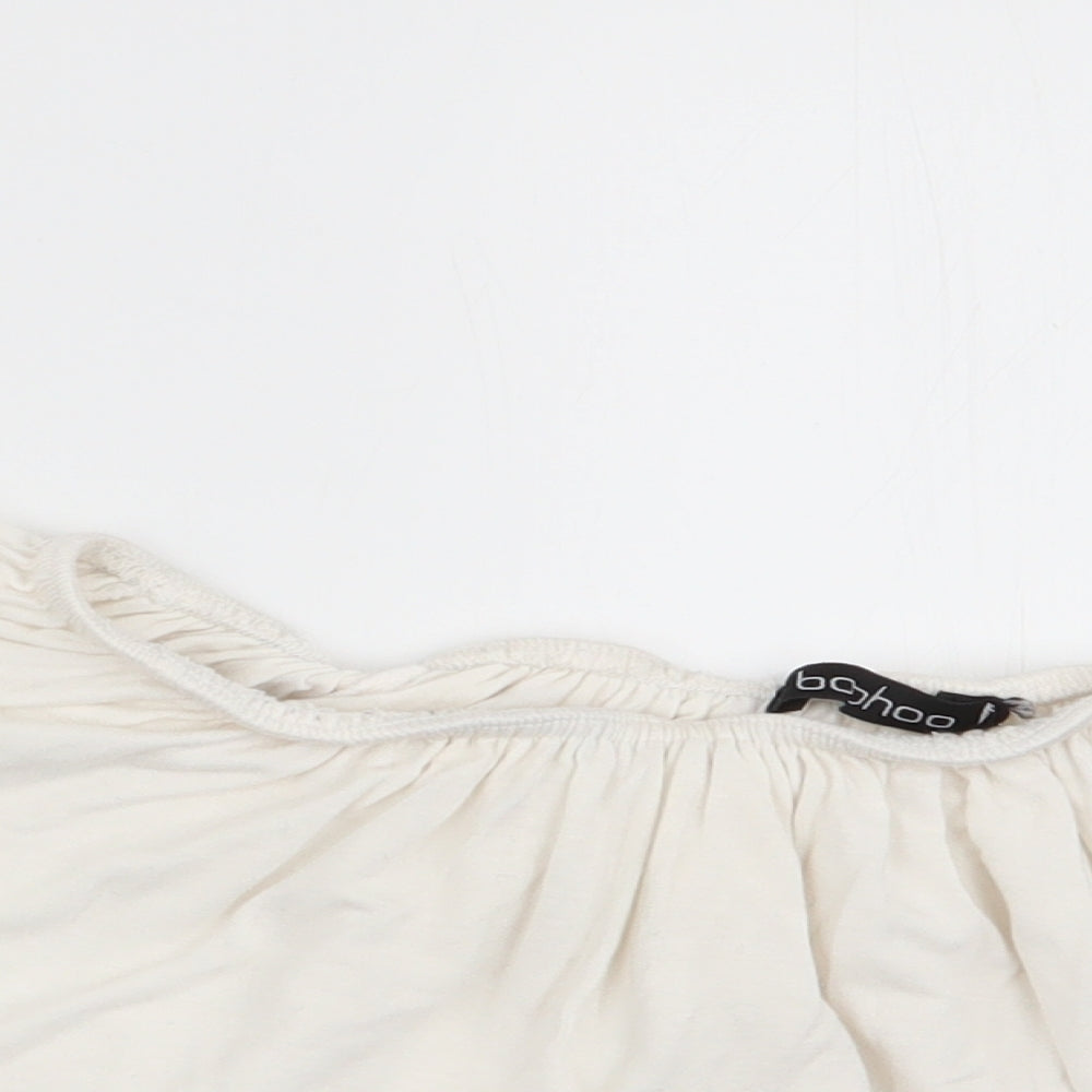 Boohoo Womens Ivory   Cropped T-Shirt Size 6