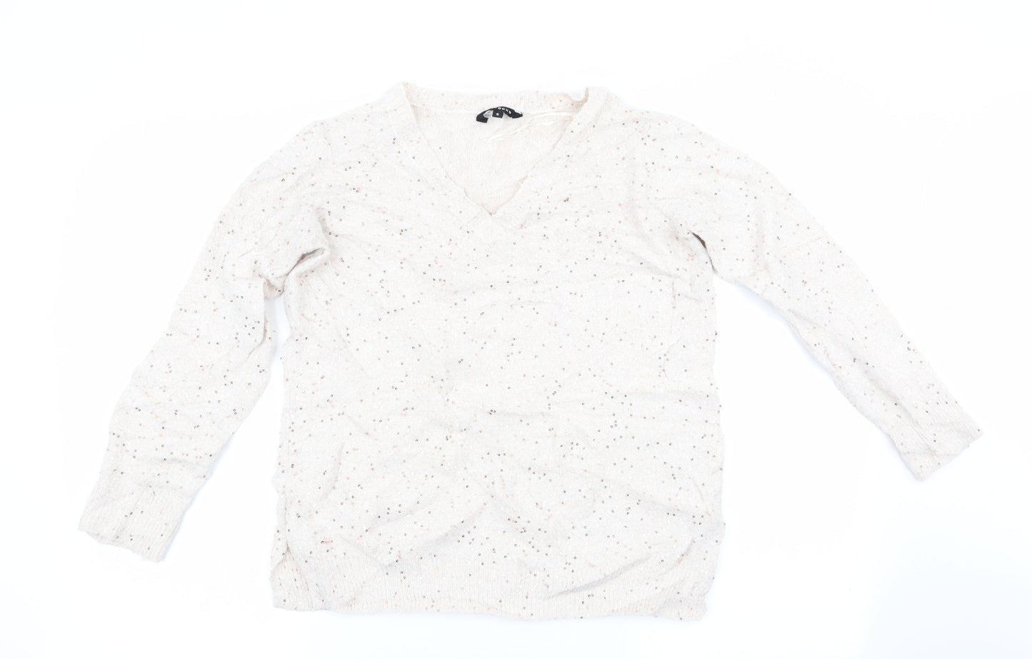 Womens UK Size S Peacocks Beige Pullover Jumper
