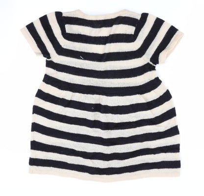 Forever Womens Black Striped  Pullover Jumper Size S