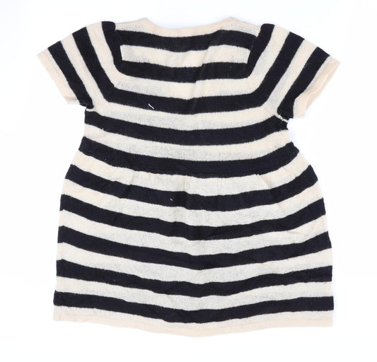 Forever Womens Black Striped  Pullover Jumper Size S