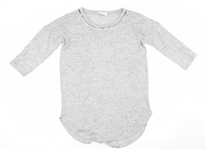 Womens UK Size S Papaya Grey Pullover Jumper