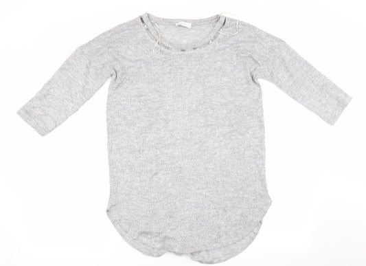 Womens UK Size S Papaya Grey Pullover Jumper