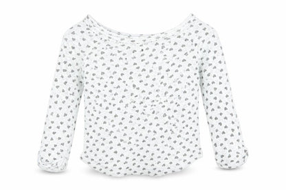 Front view of New Look women’s green jumper, size UK 8, - heart print