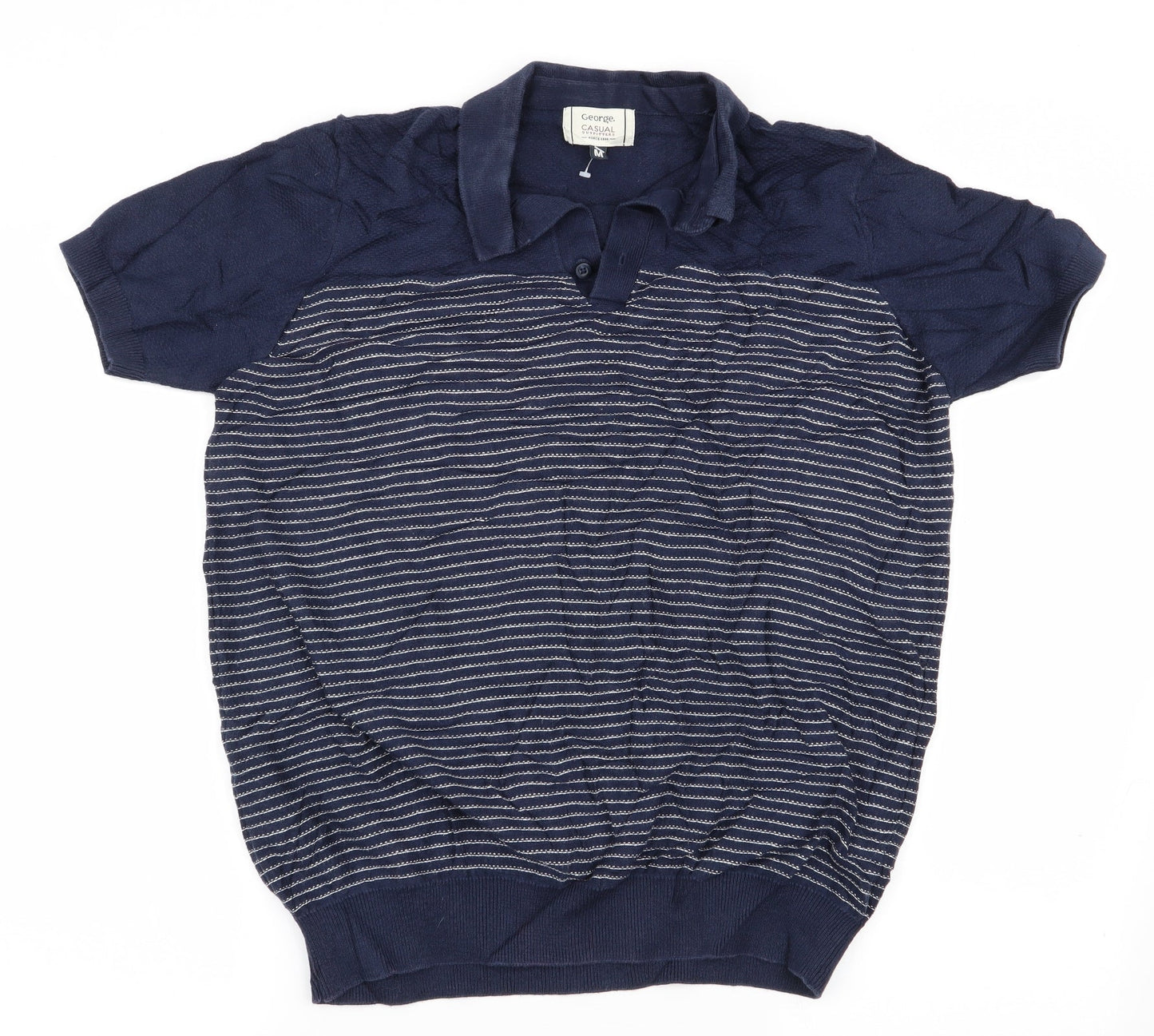 George Mens Blue Striped  Pullover Jumper Size M