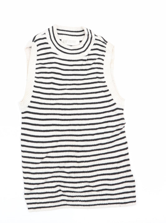 H&M Girls Black Striped  Tunic Jumper Size 9-10 Years