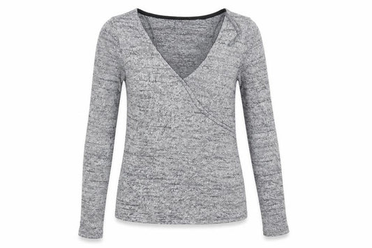 Front view of Miss Selfridge women’s grey tunic jumper, size UK 8